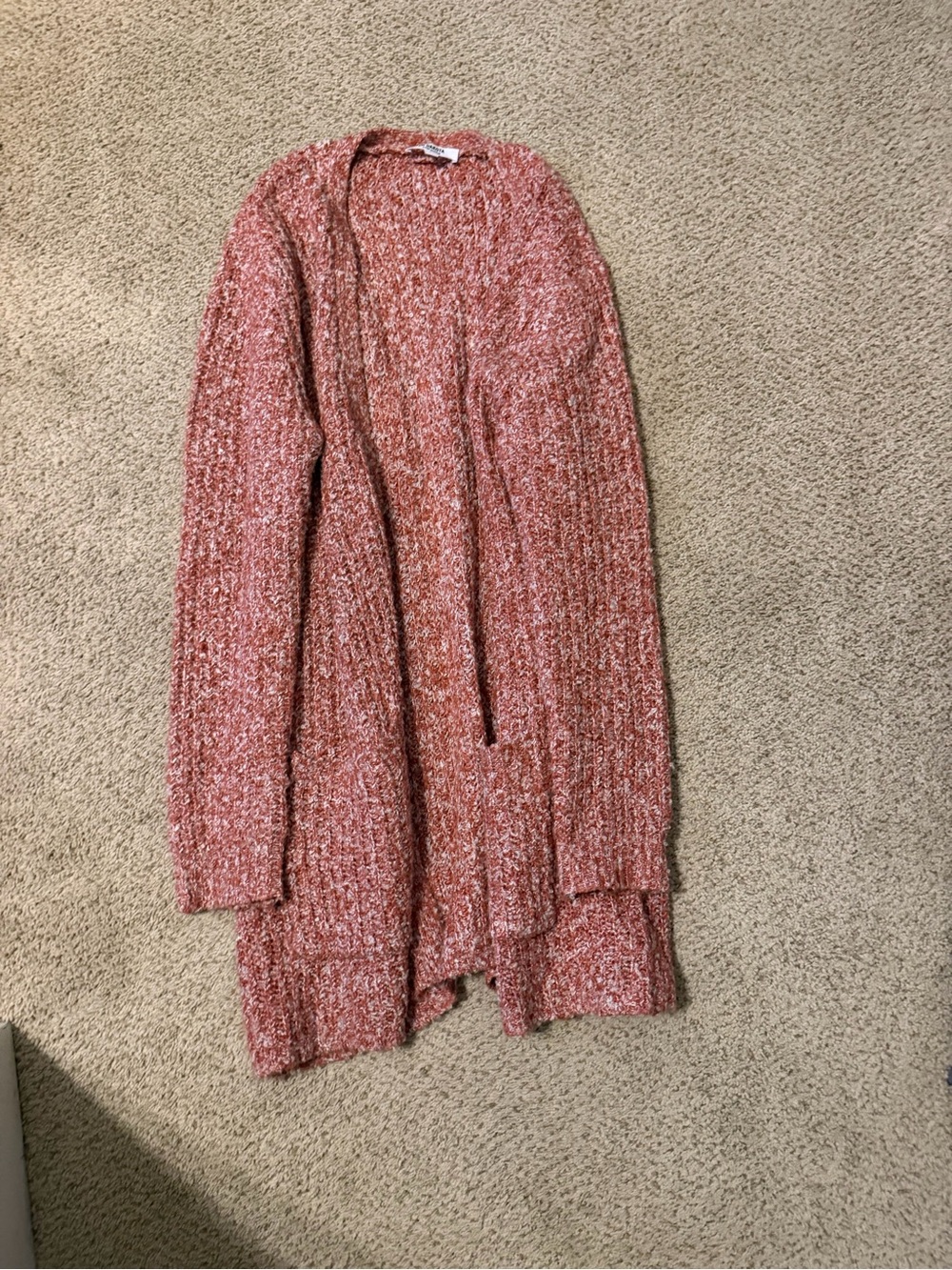 Steve Madden Marled Coral Open-Front Knit Cardigan